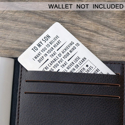 Inspirational Gifts for Son from Mom, Engraved Wallet Inserts with Motivational Quotes, Wallet Insert Cards for Graduation Birthday Gift Ideas...