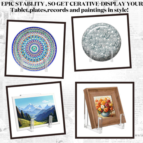 2 Pcs Acrylic Plate Stand Clear Easel Stand for Display 8 Inch Acrylic Photo Frame Bowl Stands Holder Tall Clear Vinyl Record Storage Decorative P...