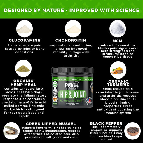 Pet Chef Advanced Dog Hip & Joint Supplement Treat - Glucosamine, Chondroitin & Turmeric MSM Breeds-Reduce Pain, Inflammation & Arthritis. Super D...