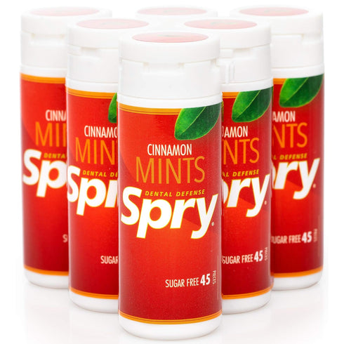 Spry Xylitol Cinnamon Mints Sugar Free Candy - Promote Oral Health, Increase Saliva Production, Stop Bad Breath, Non-GMO, Gluten-Free, 45 Count (P...