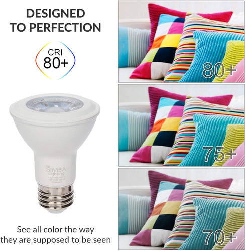 Simba Lighting LED PAR20 Light Bulb 6W 38deg Spotlight Dimmable (6-Pack) for Indoor Recessed Can, Range Hood and Outdoor PAR 20, 120V E26 Base, 40...