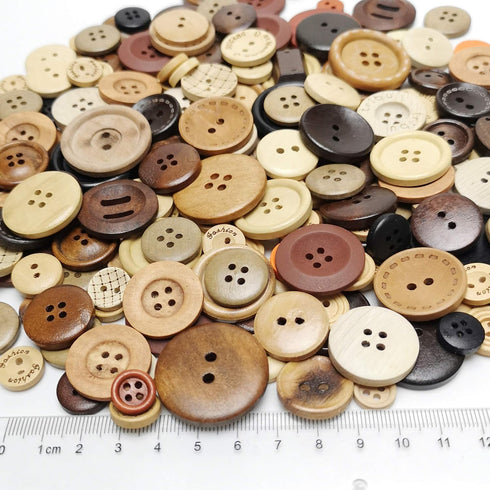 Libiline Wood 4 Hole Button - 100pcs Craft Clothe Sewing Decor Buttons...