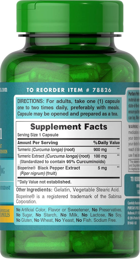 Puritan's Pride Turmeric Curcumin 1000 Mg W/Bioperine Capsules, 60 Count...