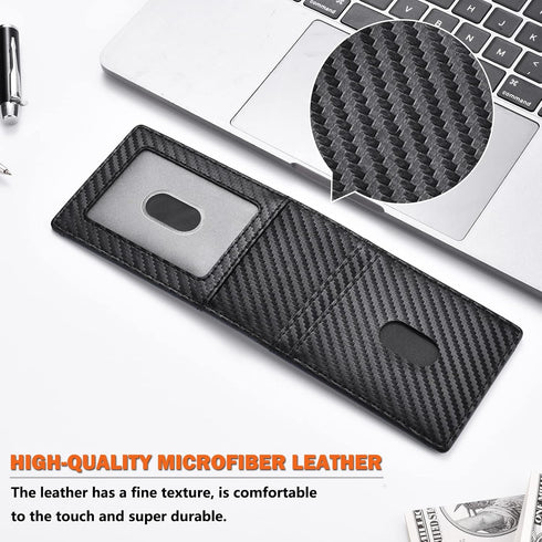 Wallet for Men, Premium Microfiber Leather Bifold Mens Wallet with ID Window RFID Blocking with Gift Box Packaging (Carbon Black)...
