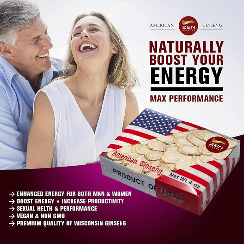 1 Box of Hand Selected American Wisconsin Ginseng Slice (4 Oz.) - Boost Your Immune System Fast...