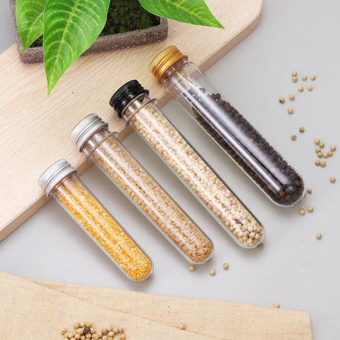 PATIKIL 80ml Plastic Test Tubes with Screw Caps, 6Pcs 156x30mm Tubes for Scientific Party Decoration Candy Bead Storage Bath Salt Lab Use, Gold To...