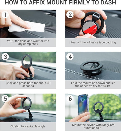 PROfezzion Magnetic Car Phone Mount, 2 x 180 Folding & Double 360 Rotating, Designed for iPhone 15/14/13/12 Series, 2023 Upgraded Super Magnets, 3...