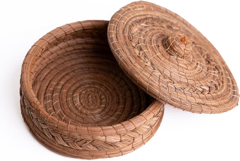 Authentic Mexican Tortilla Warmer Basket - Pine Needle Handwoven with Handloomed Cloth (Natural 7" w cloth)...