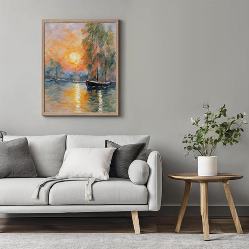 Posterizer 1 pcs- lake scene-nature-oil painting style 4-Landscape & Nature Art-Floral Botanical Art- Decor for Home & Office- unframed wall art...