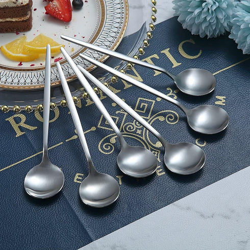 Teaspoons 6 Piece, 6.6'' Spoons Silverware, Stainless Steel Small Spoons, Tea Spoons for Home, Kitchen or Restaurant, Dishwasher Safe (Matt Silver...