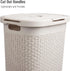 Mind Reader Slim Laundry Hamper with Lid, 60L Clothes Basket, Wicker Design, Plastic, 17.65"L x 13.75"W x 24.15"H, Ivory...