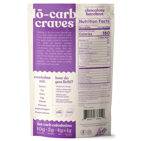 Livlo Keto Granola Cereal - 1g Net Carbs - Grain Free & Gluten Free Cereal - Low Carb Keto Snacks & Food - Ketogenic, Paleo & Diabetic Friendly - ...