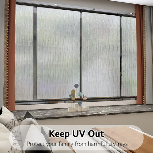 VELIMAX Frosted Window Privacy Film Non Adhesive Window Cling Removable Glass Covering Clear Water Opaque Window Film for Home Anti UV 17.7x78.7 i...