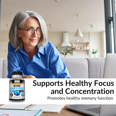 Kaya Naturals - Neuro Brain for Memory & Focus - Nootropic Energy Capsule - Nootropic Brain Support Supplement - Focus & Concentration & Learning ...