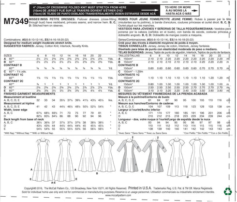 McCall's Patterns M7349 Misses'/Miss Petite Sleeveless or Raglan Sleeve, Fit and Flare Dresses, Size A5 (6-8-10-12-14)...