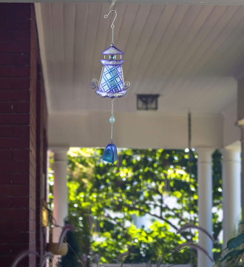 CoTa Global Purple Lighthouse Hanging Sea Glass Wind Chime 17.72 Inch, Nautical Glass Windchime Outdoor Decor for a Harmonic Porch, Patio & Garden...