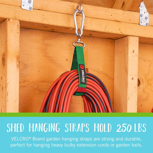 VELCRO Brand VEL-30890-USA Easy Hang Garden Shed Storage Straps | Holds 250 Pounds | Organize Outdoor Power Tools, Leaf Blowers | Keep Hedge Trimm...