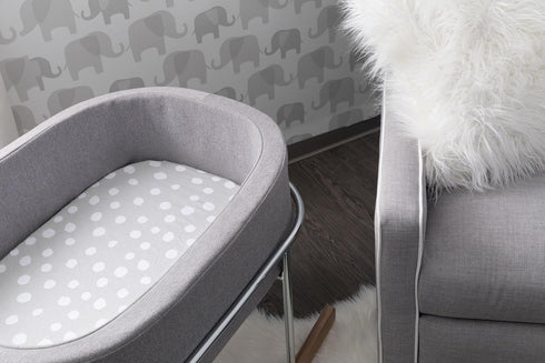 Bassinet Sheet Set 2 Pack 100% Jersey Cotton Grey and White Abstract Stripes and Dots by Ely's & Co....