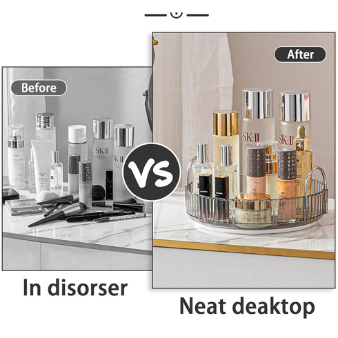 Lazy Susan Rotating Makeup Organizer for Vanity, High-Capacity Skincare Clear Make Up Storage Perfume Organizers Cosmetic Dresser Organizer Counte...
