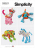 Simplicity Frog, Cat, Dog, and Horse Plush Animal Sewing Pattern Kit, Code S9521, One Size, Multicolor...