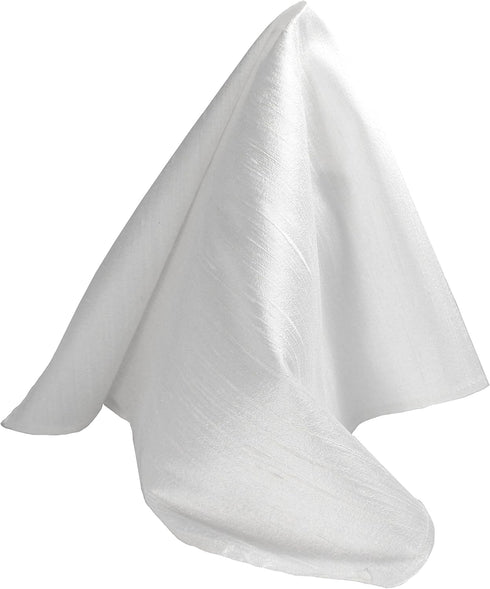 Deluxe White Glow Silk Dupioni Pocket Square 100% Silk - Full-Sized 17"x17"...
