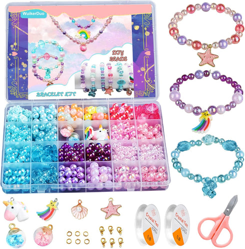WuikerDuo Children DIY Beads Kits, Jewellery Bracelet Necklaces String Making Kit, Bracelets Art Craft Kit for Girls Kids...