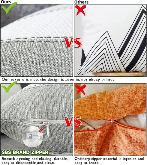 AmHoo Pack of 2 Farmhouse Stripe Check Throw Pillow Covers Set Case Cotton Linen Decorative Pillowcases Cushion Cover for Couch Bench Sofa 20x20In...
