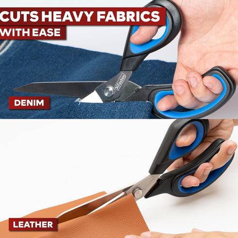 XFasten Sewing Scissors for Fabric Cutting Blue 9.5 Inch Professional Fabric Scissors Sewing | Heavy duty and Large...