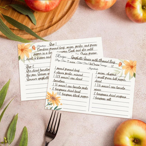 Recipe Cards 4x6, Premium Double-Sided Recipe Cards for Wedding, Bridal Shower, Housewarming, Set of 60 (4x6,Daisy)...