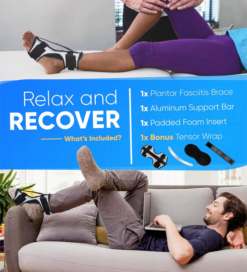 H. Original Plantar Fasciitis Night Splint: Plantar Fasciitis Brace for Morning Heel Pain Relief from Planter Facetious, Achilles Tendonitis, Foot...