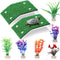 2 Pcs Turtle Basking Platform Ramp Medium Tortoise Terrace Resting Ladder Simulation Lawn and 6 Pcs Artificial Plastic Aquarium Plants Turtle Tank...