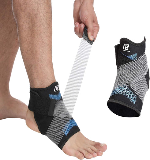 Ankle Brace for Women and Man, Ankle Compression Sleeve, Ankle Support with Adjustable Compression Strap for Sprained Ankle, Injury Recovery and M...