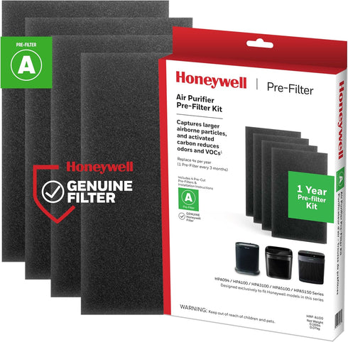 Honeywell HRF-A100 Air Purifier Pre Kit Filter, 4-Pack - Allergen Air Filter Targets Dust, VOC, Pet, Kitchen, and Wildfire/Smoke Odors...