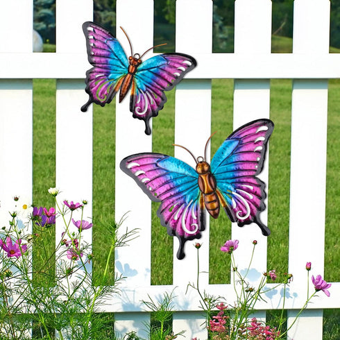 MUMTOP Metal Butterfly Wall Decor - 2 Pack Butterflies Wall Sculpture Hanging Wall Art for Indoor Outdoor Home Living Room Office Yard Garden...