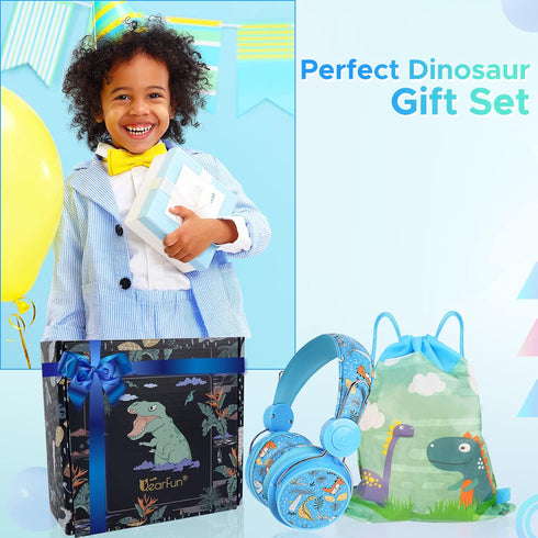 QearFun Dinosaur Headphones for Boys Kids for School, Kids Wired Headphones with Microphone & 3.5mm Jack, Teens Toddlers Noise Cancelling Headphon...
