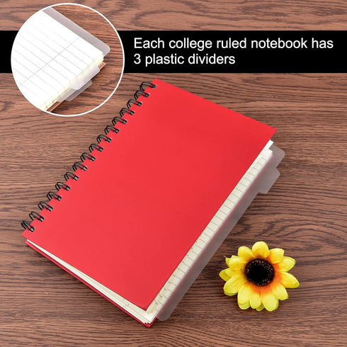 Coopay 4 Pack A5 Hardcover Spiral Notebook College Ruled Notebooks Journal Diary Planner Lined Notebook with Removable dividers for School Office ...