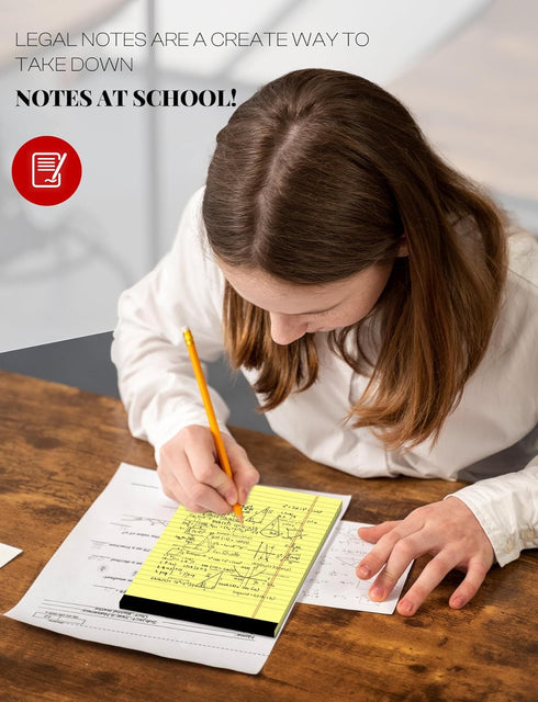 Yellow Note Pads 5x8 Small Legal Pads College Ruled Notepad for Office 6 Pack Yellow Writing Pads 5x8 Narrow Ruled Paper Pads 25 Lines 80 GSM Pape...