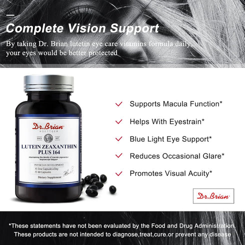 Dr. Brian Eye Vitamins Lutein & Zeaxanthin Capsule Lutein Supplement with Lutein 16mg Zeaxanthin 4mg Astaxanthin 5mg Vitamin A 2333iu Vitamin E 9i...