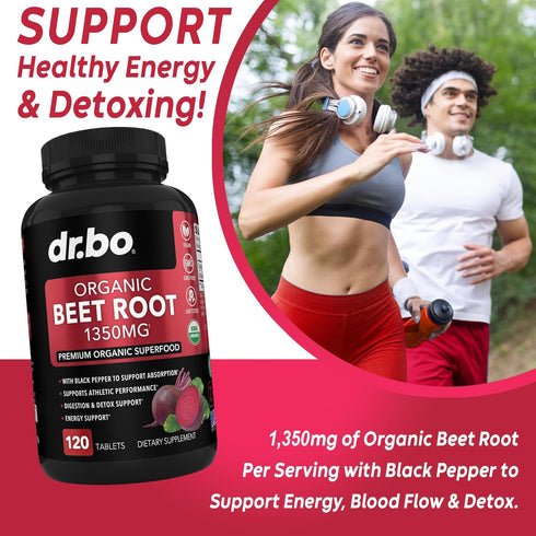 Organic Beet Root Capsules Supplements - 1350mg Beetroot Powder Extract Pills, Organic Beet Root Powder Supplement, Super Nitric Oxide Beets, High...