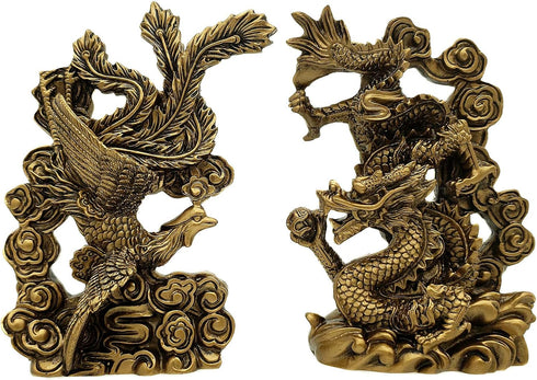 Betterdecor Feng Shui Chinese Dragon and Phoenix Statue Fgurine Decoration for Family Harmony,Love,Marriage Prosperity and Protection...