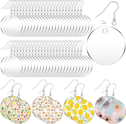 Loetere 168 Pieces Acrylic Earrings Blanks DIY Earrings Making Kit Includes Transparent Round Clear Acrylic Earring Blanks Pendants Earring Hooks ...