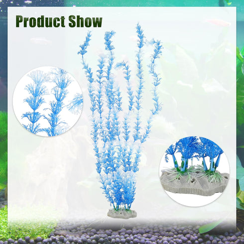 Large Aquarium Plastic Plants, Tall Aquarium Plants, Big Aquarium Plastic Plants for Fish Tanks Decor, 19.29" Height (Blue White, 2pcs)...