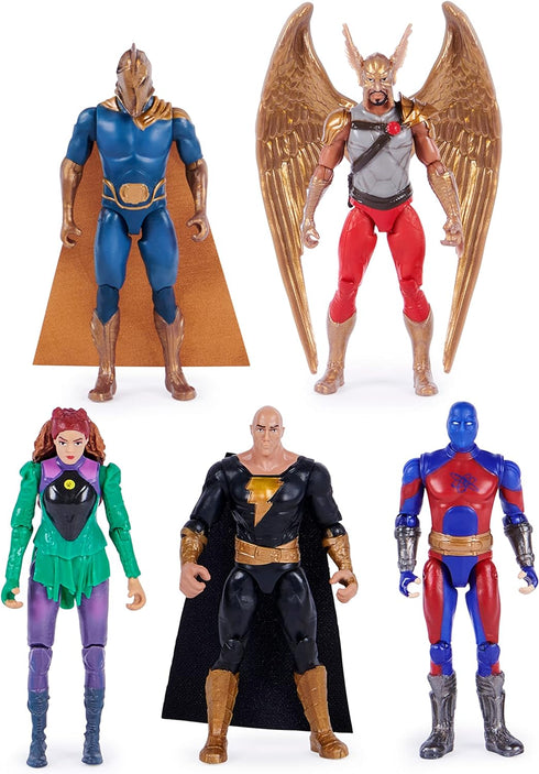 DC Comics, Black Adam and Justice Society Set, 4-inch Black Adam Toy Figures and Throne, Hawkman, Dr. Fate, Atom Smasher, Cyclone, Kids Toys for B...