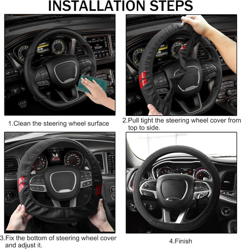 Steering Wheel Cover for Dodge Charger Durango Challenger Journey Ram Breathable Anti-Slip Leather Wheel Covers for Dodge Steering Wheel Accessori...