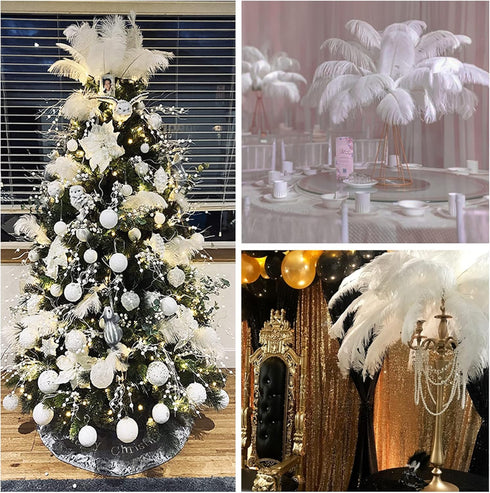 Larryhot White Large Ostrich Feathers - 16-18 inch 10pcs Feathers for Vase,Wedding Party Centerpieces and Home Decorations (White)...