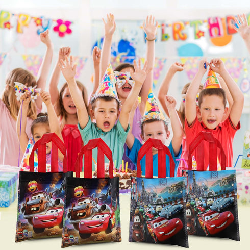 Tawekel 24Pack Lightning Mc Party Gift Bag - Cartoon Cars Waterproof Handbag Packaging Bag Party Supplies for Birthday Party School Activities Out...