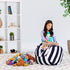 Posh Stuffable Kids Stuffed Animal Storage Bean Bag Chair Cover - Childrens Toy Organizer, Medium 27" - Canvas Stripes Blue and White...