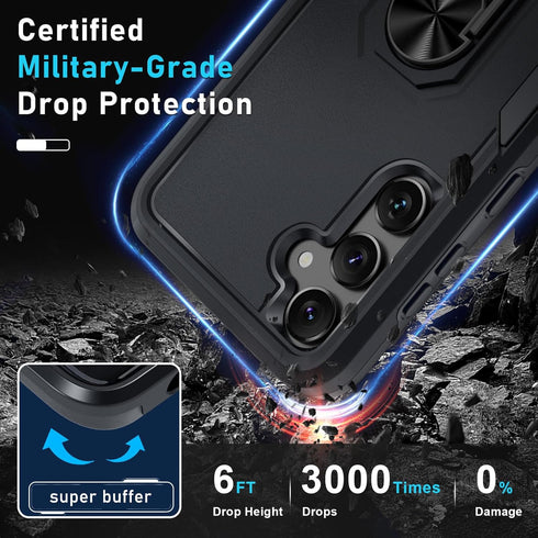 Janmitta for Samsung Galaxy S23 FE Case with 2 Pcs Screen Protector,Heavy Duty Shockproof Full Body Phone Cover Built in Rotatable Metal Ring Hold...