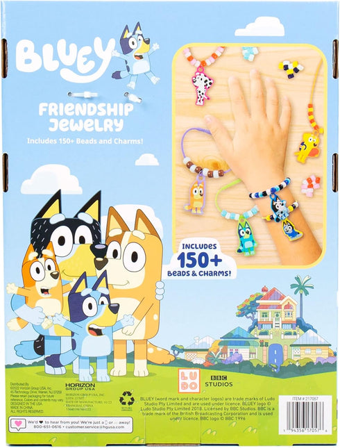 Horizon Group USA Friendship Jewelry Kit, Create Bracelets & Necklaces With 150 Beads & 6 Charms, Bluey Storage Case Included, Gifts for Kids...
