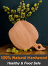 Apple-shaped Solid Wood Cutting Board With Handle For Fruit, Veggies, Cheese – Small Wooden Bread Board, Cheese Serving Platter, Round Charcuterie...